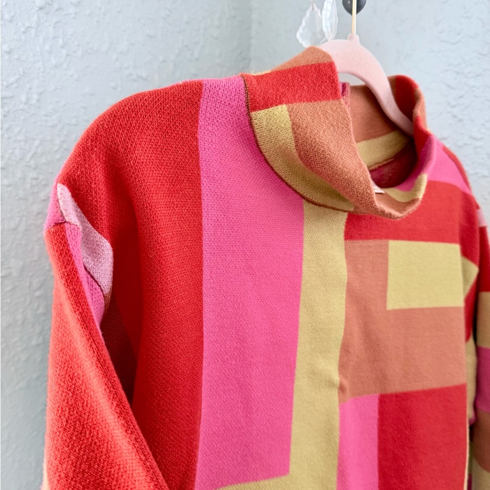 ivy jane Multicolor Colorblock Mock Neck Sweater - Pink, Lime, Brown, Cream - Picture 4 of 6